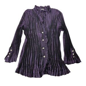 Vintage Y2K Agora Sz.Medium Blouse Purple Crinkle Frill Fairy Whimsygoth